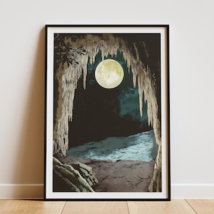 Mammoth Cave National Park Kentucky Poster Moonlit Scene Art Print  Paper Wall Art Home Decor Souvenir Travel Gift Idea