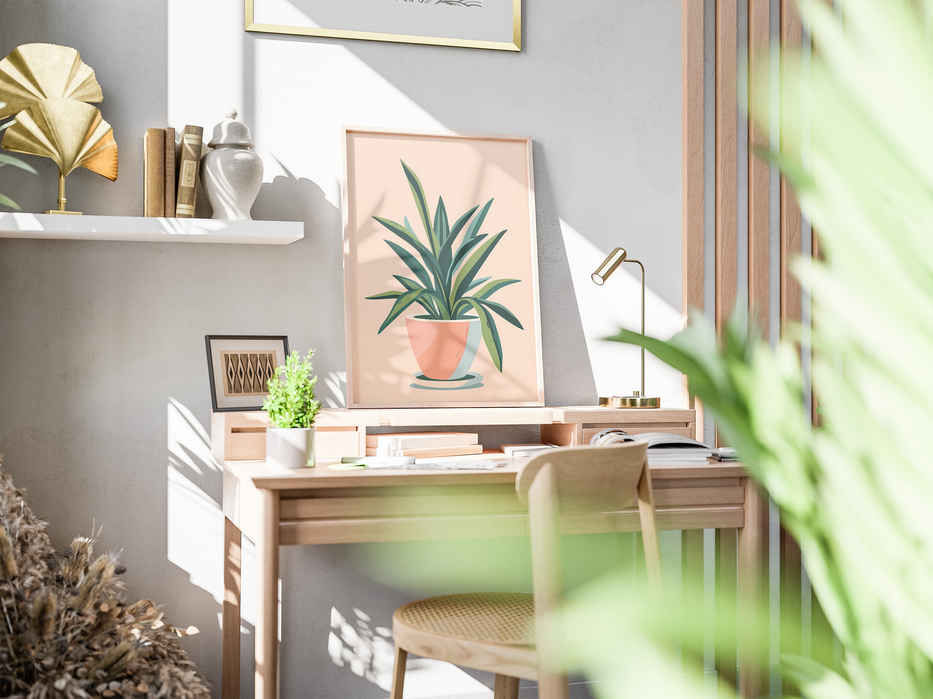 Minimalist Plant Poster Abstract Art Print Green Plant Illustration ...
