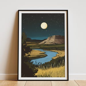 Theodore Roosevelt National Park North Dakota Poster Badlands Landscape Art Print Travel Souvenir Gift Home Decor Wall Art