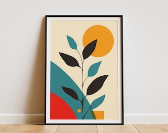 Abstract Minimalist Plant Poster Mid Century Modern Art Wall Decor Botanical Art Print Boho Home Decor