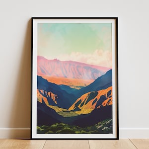 Haleakala National Park Poster Vintage Mountain Art Print Hawaii Landscape Wall Decor Minimalist Art