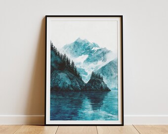 Kenai Fjords National Park Plakat Alaska Travel Print Alaska Landscape Wall Art Turquoise Mountain Art Nature Scenery Print Vacation Home