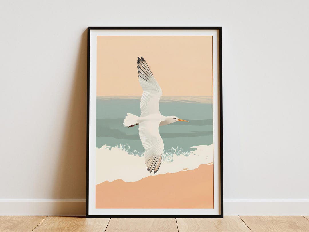 Beach Bird Poster Tropical Bird Print Coastal Bird Wall Art Seagull ...