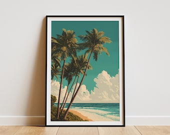 Island Breeze Palm Tree Poster Tropical Beach Wall Art Hawaiian Vacation Print Coastal Decor Summer Vibes Art Print  Paper Poster