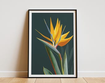 Bird of Paradise Flower Art Print Tropical Wall Decor Hawaiian Floral Poster Exotic Flower Illustration Tropical Flower Art Print