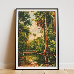 Póster con diseño de naturaleza tropical de los Everglades de Florida para decoración de pared