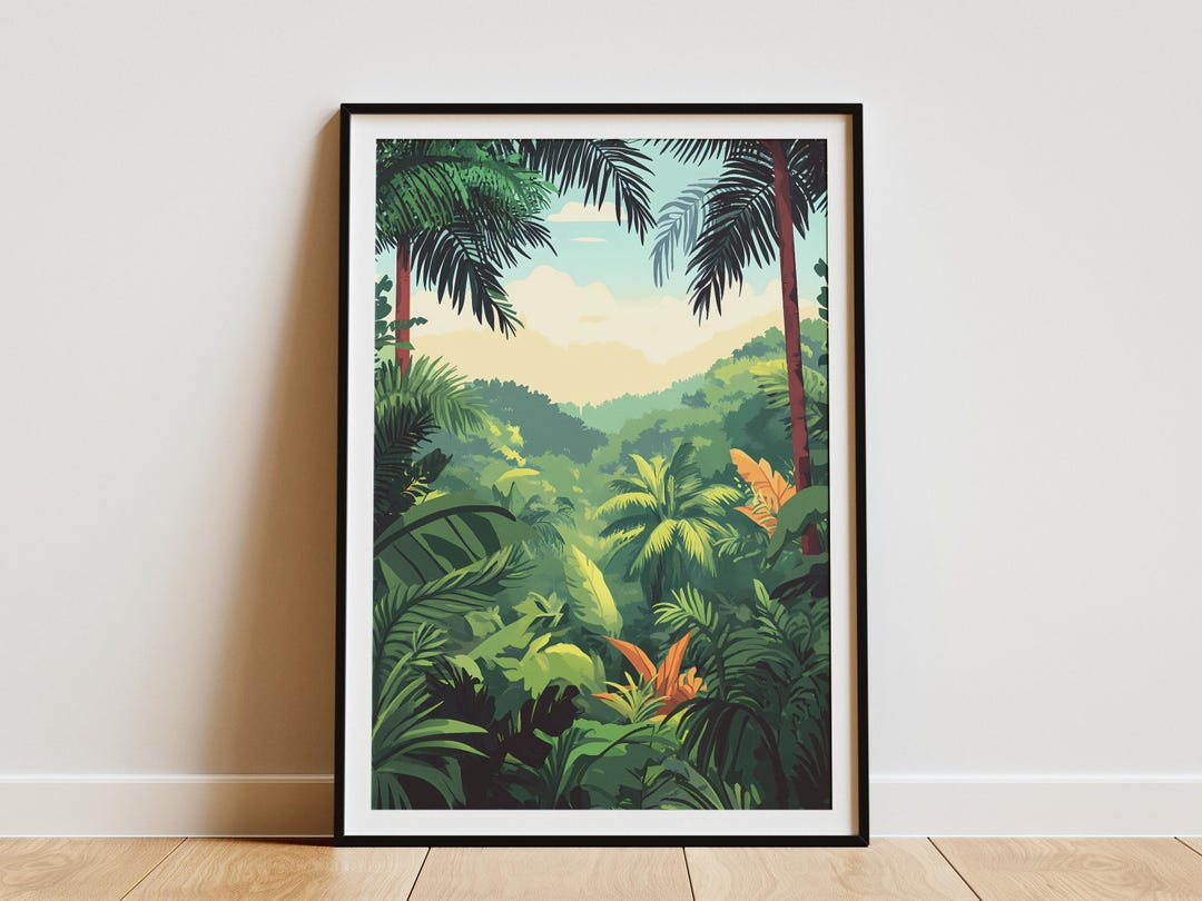 Lush Tropical Rainforest Poster Print Exotic Palm Trees and Jungle ...