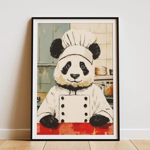 Impresión artística de Panda Chef. Póster de Panda en la cocina. Póster de chef animal. Arte de panda. Impresión de panda. Arte de cocina. Arte animal. Impresión de Panda Chef para cocina.