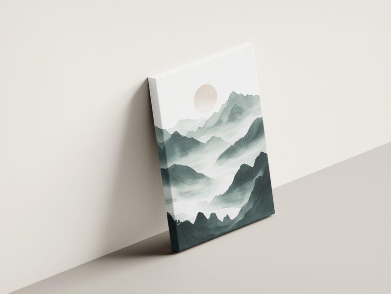 Minimalist Mountain Watercolor Art Print Japanese Inspired Landscape ...