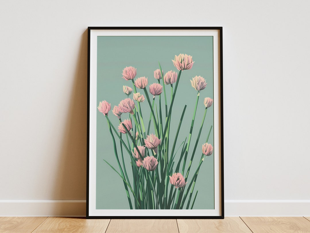 Pink Flowers Botanical Art Print Minimalist Home Decor Wall Art Modern ...
