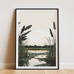 Everglades National Park Poster Vintage Travel Art Print Florida Everglades Wall Decor Simple Nature Landscape Art Everglades Souvenir Print