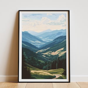 Siebenbürgische Alpen Rumänische Karpaten Landschaft Natur Kunstdruck PosterReiseposter Rumänische Berge IllustrationSüddeutsche