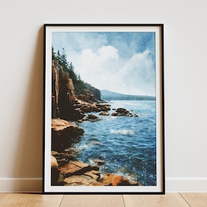 Acadia National Park Poster Maine Travel Art Print Coastal Landscape Wall Art Gift Idea Maine Souvenir Home Decor Vacation Print