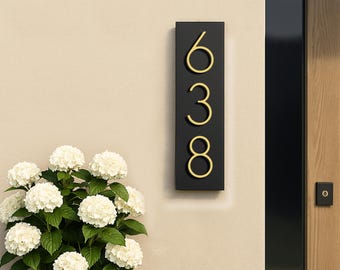 Gold House Number | Gold number address sign in Vertical and Horizontal layout | Address plaques for outside