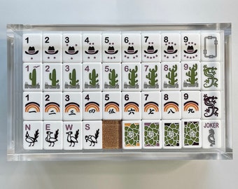 BUNDLE - Western-Themed Luxe Mahjong Set + Acrylic Display Case