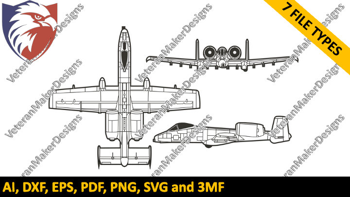 A-10 Warthog Blueprint Silhouettes - Etsy