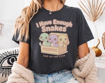 Koszulka „Mam dość węży” | Uroczy T-shirt z motywem węża | Zabawny prezent dla opiekuna gadów | Koszulka dla miłośnika gadów | Koszulka z motywem pytona królewskiego