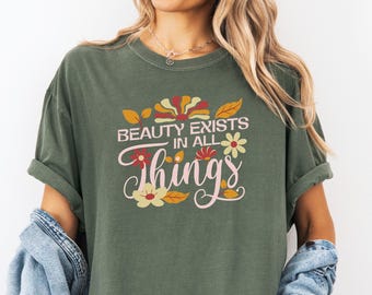 Camiseta floral inspiradora Comfort Colors, camisetas con mensaje positivo, camiseta de amor propio, camiseta de vibras positivas, camiseta floral bohemia de amor