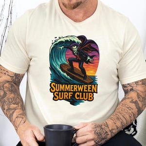 Funny Vampire Summerween Shirt, Halloween Summer T-Shirt, Retro Surf Club Halloween Shirt, Beach Halloween Shirt, Spooky Summerween Tee