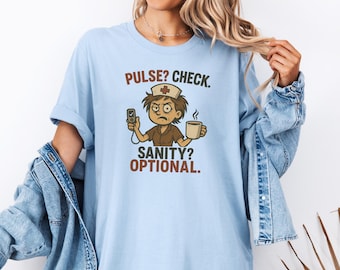 Funny Nurse Life T-Shirt, Humorous Coffee Nurse Shirt, Coffee and Chaos Nurse Shirt, Funny ICU Nurse Tee, Funny Nurse Appreciation Gift