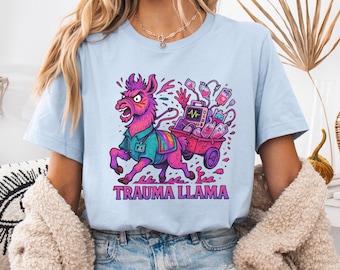 Trauma Llama Shirt | Funny Nurse T-Shirt | ER RN CNA Medical Humor Tee | Emergency Room Gift For Healthcare Workers