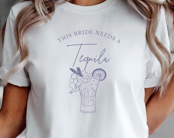 Drink per la festa nuziale, maglietta per la sposa che beve, maglietta per l'addio al nubilato, sposa con tequila, addio al nubilato con tequila, addio al nubilato con tequila, futura sposa