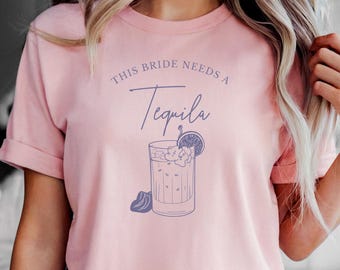 Camicia da sposa che beve, Cocktail per la festa nuziale, Camicia per l'addio al nubilato, Sposa Tequila, Addio al nubilato Tequila, Addio al nubilato Tequila, Futura sposa