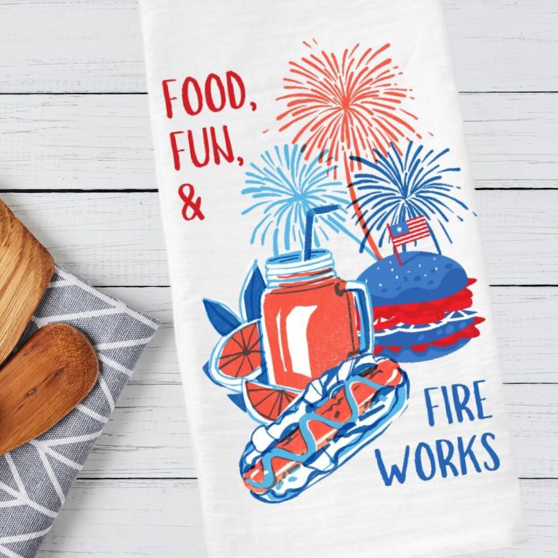 Statue of Liberty Kitchen Flour Sack Tea Towel, Independence Day 4th of ...