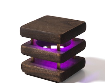 Mini MidCentury Friendship Lamp | Kona Wood | LED Touch Lamp for Long Distance | Compact Home Decor Light | Small Space Gift Idea