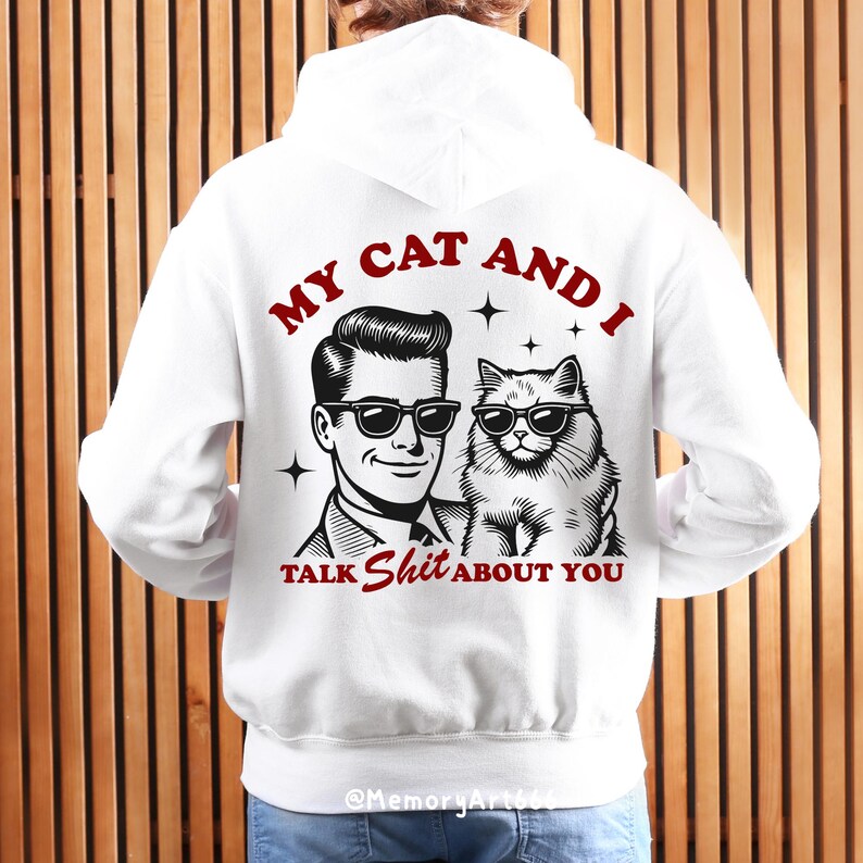 Rolig kattpappa SVG PNG: Min katt och jag pratar, sarkastiska citatdesigner bild 5