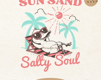 Sun Sand Salty Soul, Funny Summer Duck PNG SVG: Beach Vibes Vacation Shirt Design