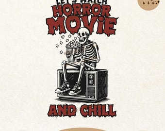 Film d'horreur drôle squelette SVG PNG, conception de sublimation de chemise de citation de film d'horreur Halloween rétro