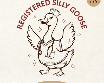 Ganso enfermero divertido SVG PNG: Diseño retro de ganso tonto (descarga digital)