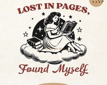 Vintage Bookish Girl Reading SVG PNG, Retro Funny Librarian Book Lover Reading Quote Design