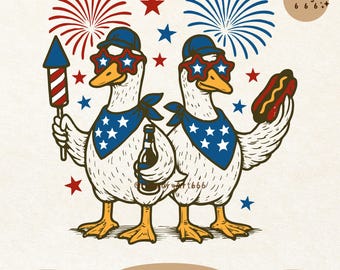 Funny Patriotic Goose SVG PNG, Retro 4th of July USA Independence Day Shirt Design