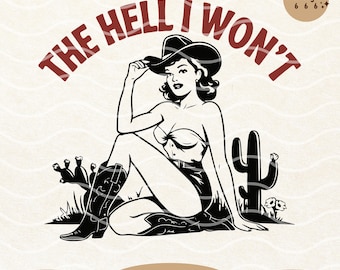 Cowgirl rétro SVG PNG : Design pin up impertinent (téléchargement numérique)