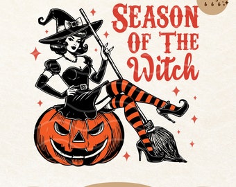 Retro Halloween Pinup Witchy Woman SVG PNG: Season of The Witch Shirt Design