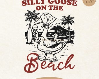 Lustige Sommer Alberne Gans SVG PNG, Retro Urlaub Strand Shirt Sublimationsdesign