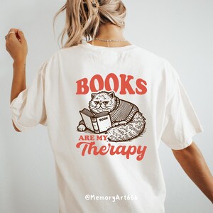 Sweat à Capuche "Books Are My Therapy" - Design Rétro Et Mignon Pour Les Amoureux Des Livres
