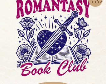 Romantasy Book Club SVG PNG: Retro Romance Reader Design (Digital Download)