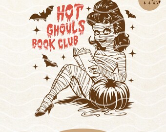 Hot Ghouls Book Club PNG SVG: Spooky Halloween Design (Digital Download)