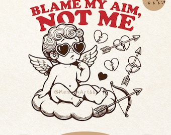 Divertente Cupido SVG PNG: design anti-maglietta per San Valentino (download digitale)