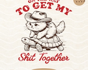 A caminho de me organizar, design retrô engraçado e sarcástico de gato em SVG e PNG
