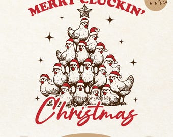 Feliz Navidad, granja navideña, archivo Svg PNG, divertida camiseta Svg PNG de pollos de Feliz Navidad de moda, diseño de sublimación de bolsa de mano