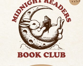 Club de lecture de lecteurs de minuit, drôle de livre de lecture de lapin livresques SVG PNG Design