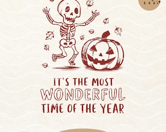 Spooky Season Skelett Kürbis SVG: Retro Halloween Design (Digitaler Download)