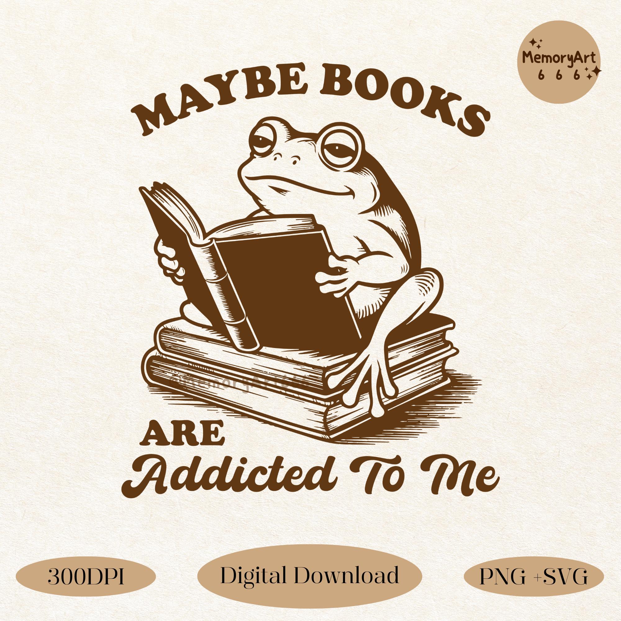 Funny Bookworm Frog Reading Design: Book Lover SVG PNG (Digital Download)