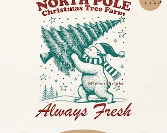Ferme du sapin de Noël du pôle Nord SVG PNG : conception ours polaire (téléchargement numérique)