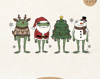 Christmas Frog PNG SVG, Funny Frog Costume Clipart, Retro Xmas Toad Shirt, Frog Lover Gift, Holiday Sublimation Design