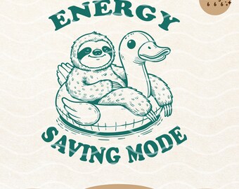 Energiebesparende modus, grappige luiaard SVG-png, Summer Vibes-ontwerp (digitale download)